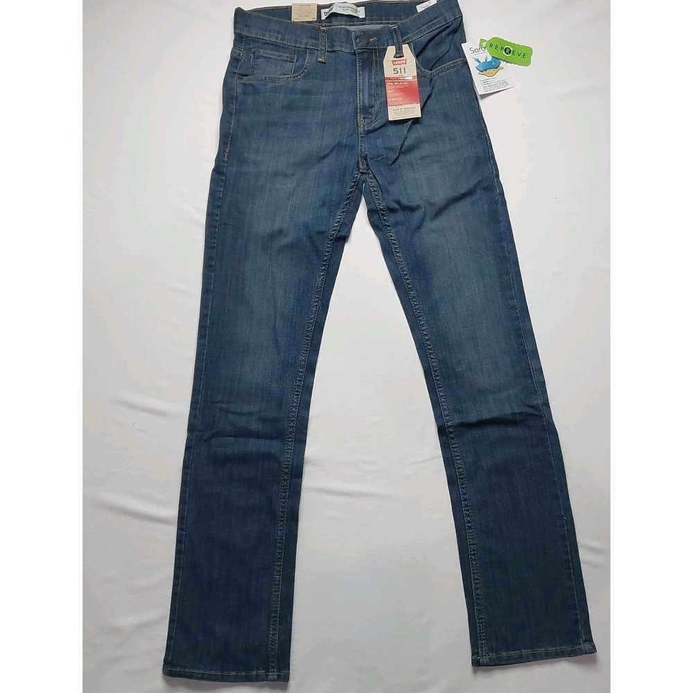 Levi's 511 Slim Jeans Boys 16 Regular 28x28 Blue Performance Stretch Denim Black